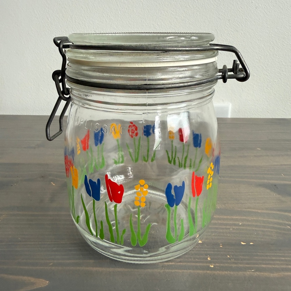 Vintage ARC hinged lid glass jar